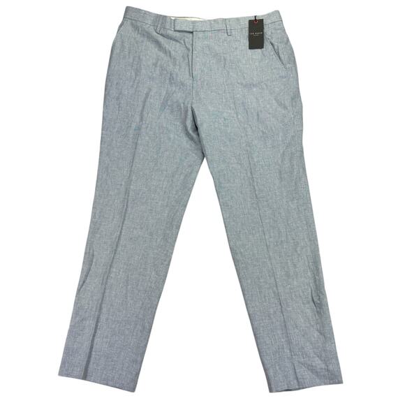 Ted Baker Mens Damaskt Slim Fit Linen Blend Chino Pants Blue 38R - Picture 1 of 4